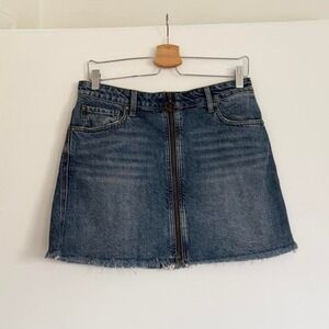 Free People We The Free Denim Zip Mini Skirt Size 28 Y2K